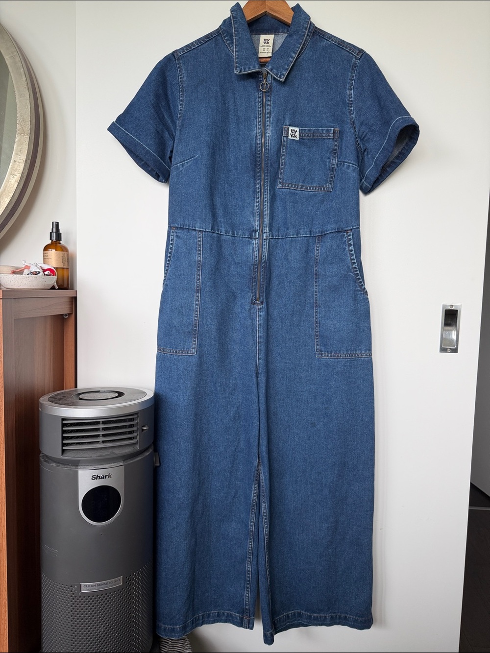 Lucy & Yak Denim Zip-Front jumpsuit Blue